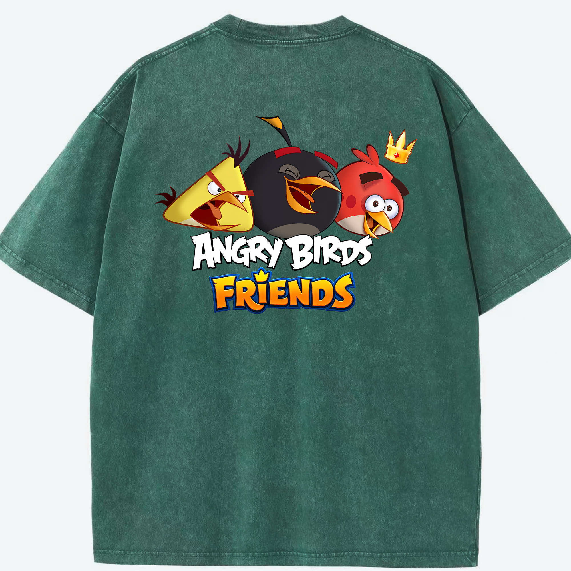 （画像用） Angry Birds アングリーバード 綿100% ヴィンテージ風 半袖Tシャツ（背面プリント）